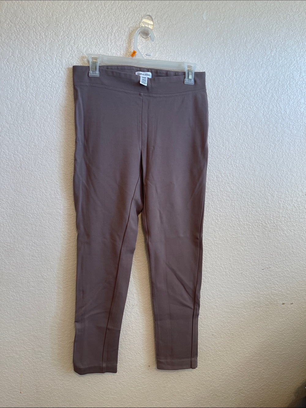 Calvin Klein Stretch Ponte Ankle Pants in Taupe